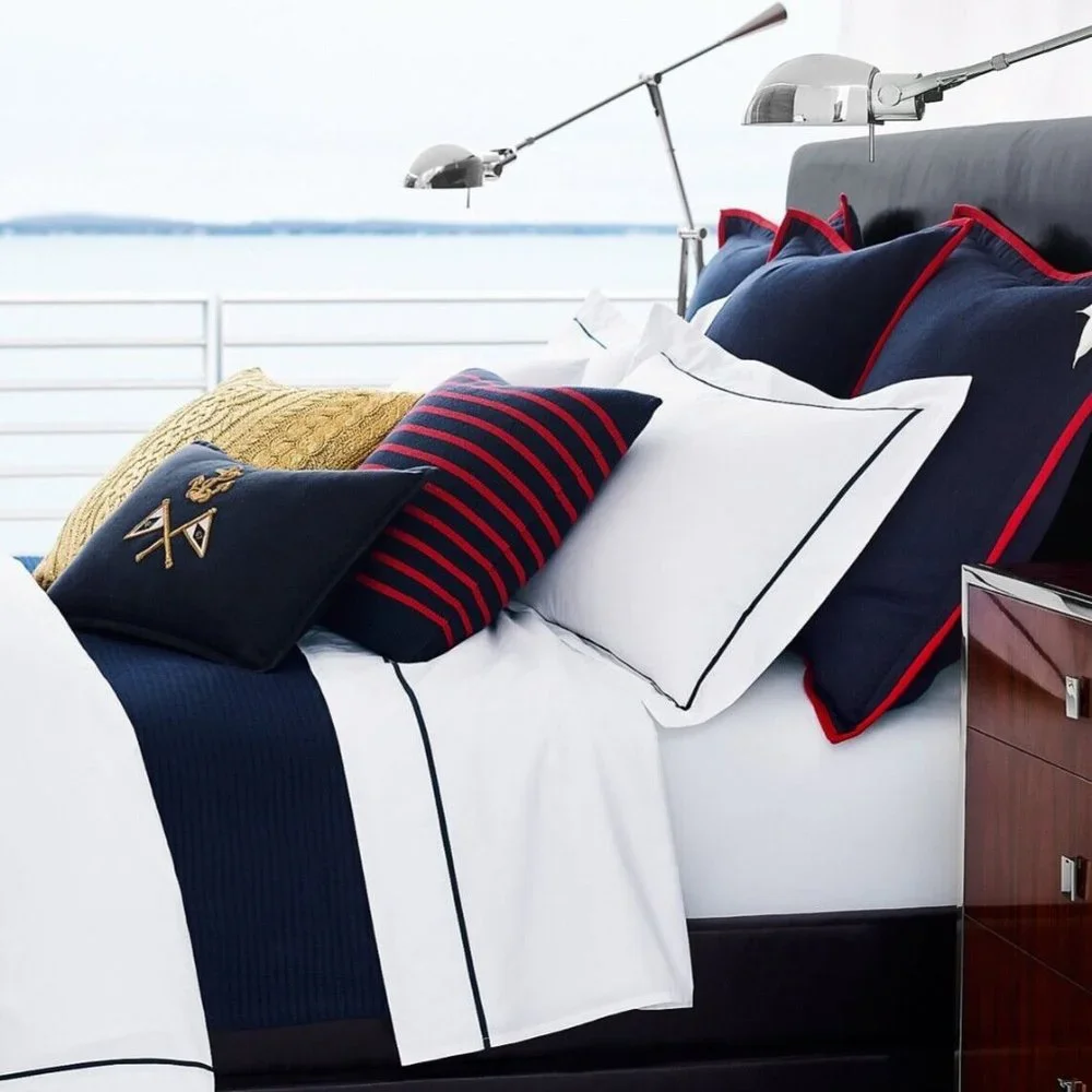 Ralph Lauren Palmer Percale King Duvet Cover Flat Sheet Pillowcases in Polo Navy